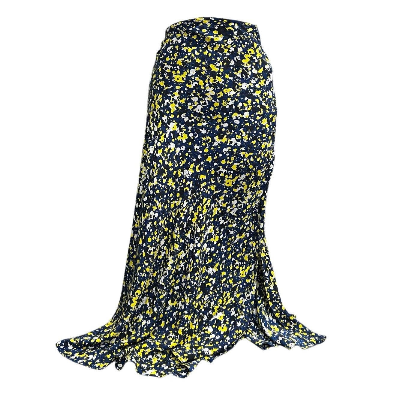 Cedric Charlier Aeffe Silk Splatter-Print Midi Skirt Size 10